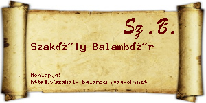 Szakály Balambér névjegykártya